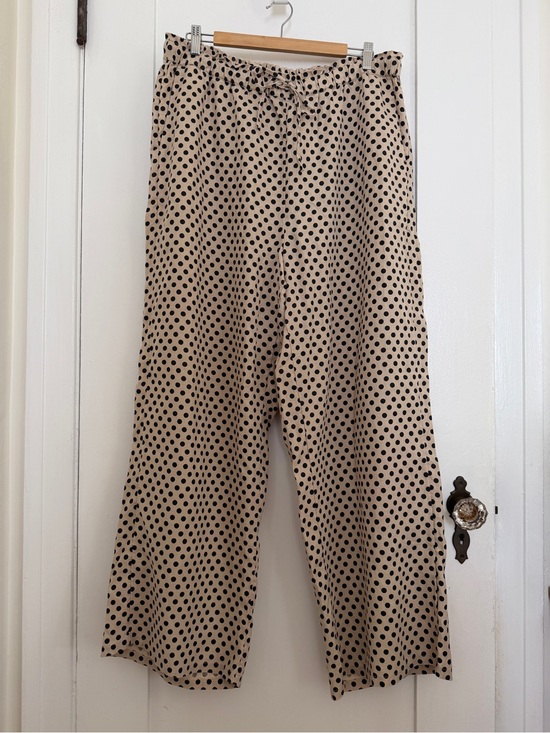 J. Crew Pants - Polka Dot Linen Wide-Leg Pants - Beige/Black